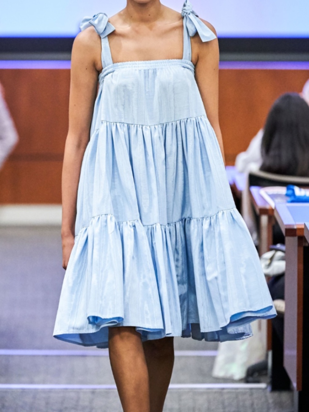 Batsheva Amy Blue Moiré Convertible Dress/Skirt Tiered Midi Size 12